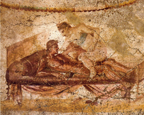 Erotic Scene at the Lupanar brothel in Pompeii